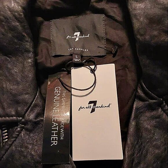 NWT 7 For All Mankind Asymmetrical Black Leather Moto Biker Jacket Edgy/Rocker L - Picture 9 of 11